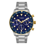 Timex Analog Watch For Man With Blue Round Dial & Silver Stainless Steel Bracelet Band Water Resistant Men'S Wrist Watches - Twe