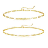 FUNEIA Gold Silver Ankle Bracelets for Women Waterproof 14K Gold Plated Anklets for Women Non Tarnish Dainty Layered Beaded Hear