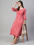 Anni Designer Women'S Cotton Blend Straight Floral Printed Kurta And Pant (Kaveri Pink-Sm_S_Pink_Small),Pink,S,,,