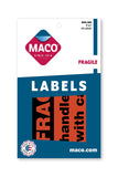 MACO Neon Black/Orange Fragile: Handle with Care Shipping Labels, 3 x 5 Inches, 40 Per Box (OS283)