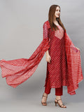 Gosriki Women'S Cotton Blend Straight Embroidered Kurta With Pant & Dupatta (Doremi-Red-Gs_4Xl_Red_Xxxx-Large),Red,4,B0CQD2Y8NT