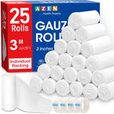 AZEN 25 Pack Gauze Rolls Bandages, 3 in x 4.1 Yards, Premium Medical Supplies & First Aid Supplies, Bandage Wrap Vet Wrap, Mummy