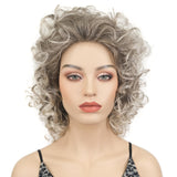 Lydell Short Soft Super Curly Layered Natural Movement Synthetic Wigs 48T Light Gray with Dark Root