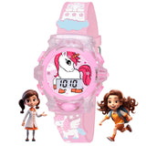 Shocknshop Digital Flashing Light With Music Kids Children Unisex Watch For Girls Perfect For 5-12 Years -W331 (Pink Unicorn)