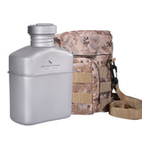 Boundless Voyage Titanium Military Canteen with Carry Bag Outdoor Camping Big Capacity Water Bottle Cup Pot Mess Kits 1100ml Ti1