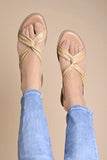 Shoetopia Cross Strap Beige Flat Sandals For Women & Girls -Eu38,Beige,5,B0D8QBRMYQ