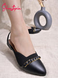 Shoetopia Upper Chain Detailed Pointed Toe Black Belly For Girls-Eu39,Bronze,6,B0D5HFBMSG