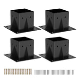 4x4'' Post Brackets for Wood Posts, 4PCS Heavy Duty Woodworks DIY Post Base Kit Easy Installation for Gazebos, Patio Pergolas, L