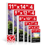 ESRICH Canvas Boards for Painting 32 Pack Art Supplies Paint Canvas 3x5, 4x6, 5x7, 8x10, 9x12, 11x14 Blank Large Canvases for Pa