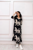 Gosriki Women'S Cotton Blend Straight Animal Printed Kurta With Pant (Lanka Black-Gs_Xl_Black_X-Large),Black,,B0D3QRLGSZ