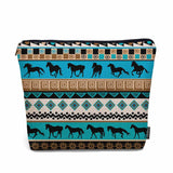 Kalygon Woman Makeup Bag Horse, Ethnic African Aztec Horses Makeup Bags Travel Cosmetic Bags Toiletry Makeup Organizer Pencil Po