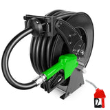 3/4 Inch Fuel Hose Reel Black, 300PSI Diesel Fuel Transfer Hose Working with 12V Pump & Tank, 3/4 x 50ft Retractable Hose Reel