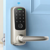 ULTRALOQ Latch 5 Smart Lock, Built- in WiFi 6 Fingerprint Door Handle Lock, Biometric Keyless Entry Door Lever with App, Digital