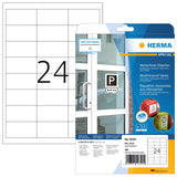 HERMA 10794 Self Adhesive Weatherproof Labels, 24 Labels per A4 Sheet, 20 Sheets, 66 x 33.8 mm, 480 Labels, Weather Resistant La