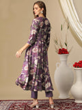 Gosriki Women'S Cotton Blend Anarkali Printed Kurta With Pant (Damian Purple-Gs_Xl_Wine_X-Large),Purple,,B0D3BX3Q21
