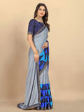 Rangita Women Abstract Printed Moss Georgette Saree With Blouse Piece - Grey