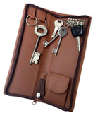 Chestkraft Pu Leather Long Key Case Pouch Wallet Keychain Key Holder With 6 Hooks Zipper Closure (Tan25.5 X 8.5 Cm)Bs
