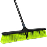 24Inch Push Broom Outdoor with Stiff Bristle, Heavy Duty Broom Brush with 63 Long Handle for Deck Patio Driveway Garage Ware
