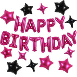 TONIFUL 35PCS 16 Inch Hot Pink Happy Birthday Balloon with Star Balloons,Hot Pink Happy Birthday Balloons Decorations for Girls