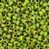 Miyuki Round Seed Beads, 8/0, 22 Gram Tube, 94515 Picasso Chartreuse Matte