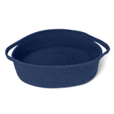 MEGASKET Dark Blue Small Woven Basket, 13x 9x 5Baskets for Gifts Empty, Cotton Rope Gift Basket, Cute Nursery Baby O