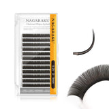 NAGARAKU Double Tips Flat Ellipse Eyelash Extensions Supplies 0.25 D curl 9mm Natural Charcoal Color Faux Mink Super Soft Split