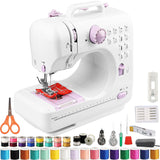 Sewing Machine for beginners, Portable Electric 12-Stitch Sewing Machine with LED Light, 2 Speed & Auto Reverse, Foot Pedal, Lig