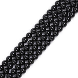 GEM-Inside Natural 10mm Black Agate Gemstone Loose Beads Smooth Round Beads for Jewelry Making 15'' Supplies for Women
