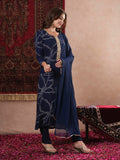 Anni Designer Women'S Cotton Blend Straight Printed Kurta With Pant & Dupatta (Manini Blue_Xl_Blue_X-Large),Blue,XL,,,