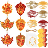 24 Sets Fall Maple Acorn Crafts Kit DIY Tissue Paper Suncatcher Kit Stained Glass Effect Decoration for Autumn Thanksgiving Scho