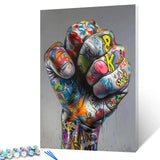 Tucocoo DIY Painting by Numbers Kits for Adults - Clenched Fist Doodle - Oil Painting Digital on Canvas Wall Art Decoration Gift