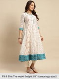 Rangita Off White Chanderi Calf Length Printed Flared Kurti For Women | Kurta For Women_M Off White M 626871455459Gg