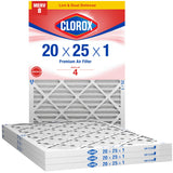 Clorox 20x25x1 Air Filter, MERV 8 Pleated HVAC AC Furnace Air Filters, MPR 600 & FPR 5 - Pack of 4