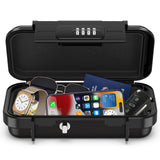 Temracha Portable Safe Box, Waterproof 4-Digit Combination Lock Box for Travel, Anti-Theft Small Portable Lock Box with Removabl