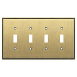 Henne Bery Soft Modern Decorative Wall Plate Switch Plate Outlet Cover (Quad Toggle, Antique Brass)