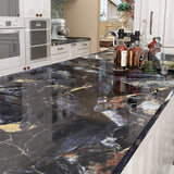 Livelynine 24 X197 Inch Wide Contact Paper for Countertops Waterproof Dresser Cover Top Black and Gold Wallpaper Marble Peel and