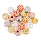 Cheriswelry 18Pcs Brass Micro Paved Cubic Zirconia Beads Round Crystal Clear CZ Stone Disco Ball Beads Gumball Spacer Bead 8-8.5