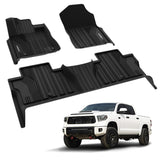 LASFIT Floor Mats for Toyota Tundra 2014-2021 CrewMax Cab, All Weather Custom Fit Floor Liner for Tundra SR5/TRD/Limited TPE Mat