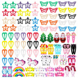 KUBOM 100 Pcs Candy Color Hair Clips,Colorful Hair Barrette Metal Cute Snap Hair Clips for Girls, Toddlers, Kids (Animals Fruits