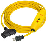Electriduct GFCI Power Extension Cord 3 Outlets UL Outdoor Waterproof 15 Amp 12 Gauge Auto Reset GFI Adapter - 25FT Cord