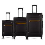 Timus Nexon 58Cm, 68Cm And 78Cm Soft Luggage Trolley Bags Combo Set Of 3, Soft Spinner Wheels (Black)
