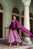 Gosriki Women'S Rayon Blend Solid Anarkali Kurta With Pant & Dupatta (Kuspari Lavender-Gs_Xl_Purple_X-Large),Lavender,,B0DPZ8KWH9