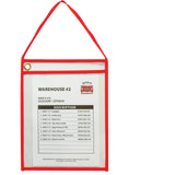 C-Line Shop Ticket Holders with Hanging Straps, Stitched, Red, Both Sides Clear, 9 X 12, Box of 15 (41924)
