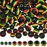 SOFPLATE 200Pcs 3 Styles Rasta Beads African Hair Beads Ghana Jamaica Reggae Striped Colorful Black Red Green Yellow Resin Round