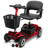 Vive 4 Wheel Mobility Scooter - Electric Powered Wheelchair Device - Compact Heavy Duty Mobile for Travel, Adults, Elderly (Red