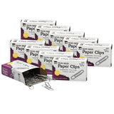 Non-Skid Standard Paper Clips, 1000 Per Box, 10 Boxes