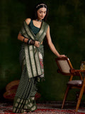Libas Women'S Silk Blend Saree (16056R_Olive)