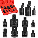 11PCS Impact Socket Adapter and Reducer Set, 1/4 1/2 3/8 3/4 Impact Adapter Set & Universal Joint Impact Swivel Socket Set, Wobb