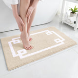 HOMEIDEAS Bathroom Rug, Soft and Water Absorbent Bath Mat, Non-Slip Fluffy Plush Microfiber Carpet for Tub and Shower (Beige and