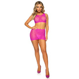 2 Pc Crochet Net Tank Crop Top